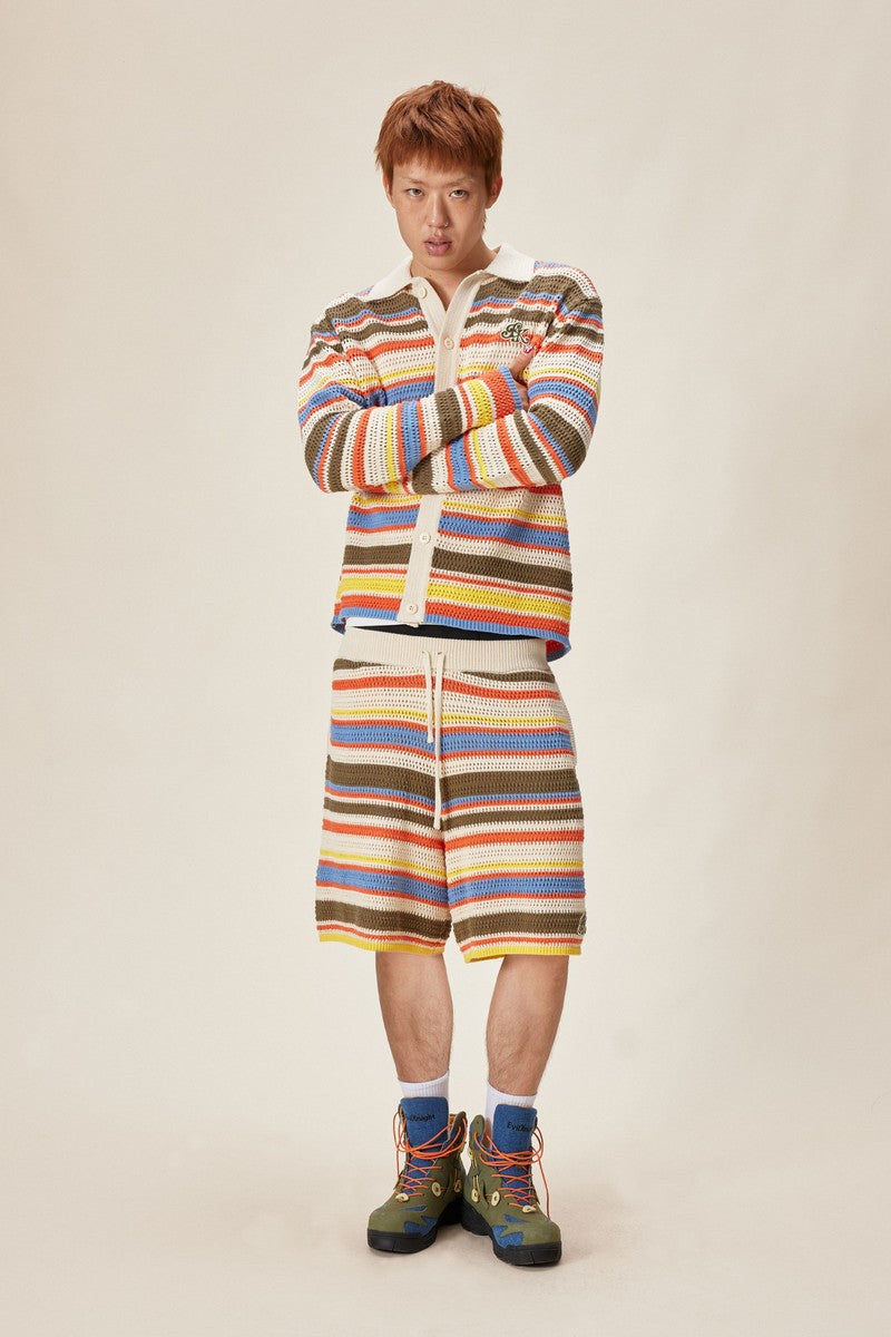 Color Stripe Knit Shorts