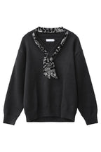 Scarf Detail V Neck Knit Sweater