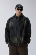 Distressed Patchwork Hooded Jacket