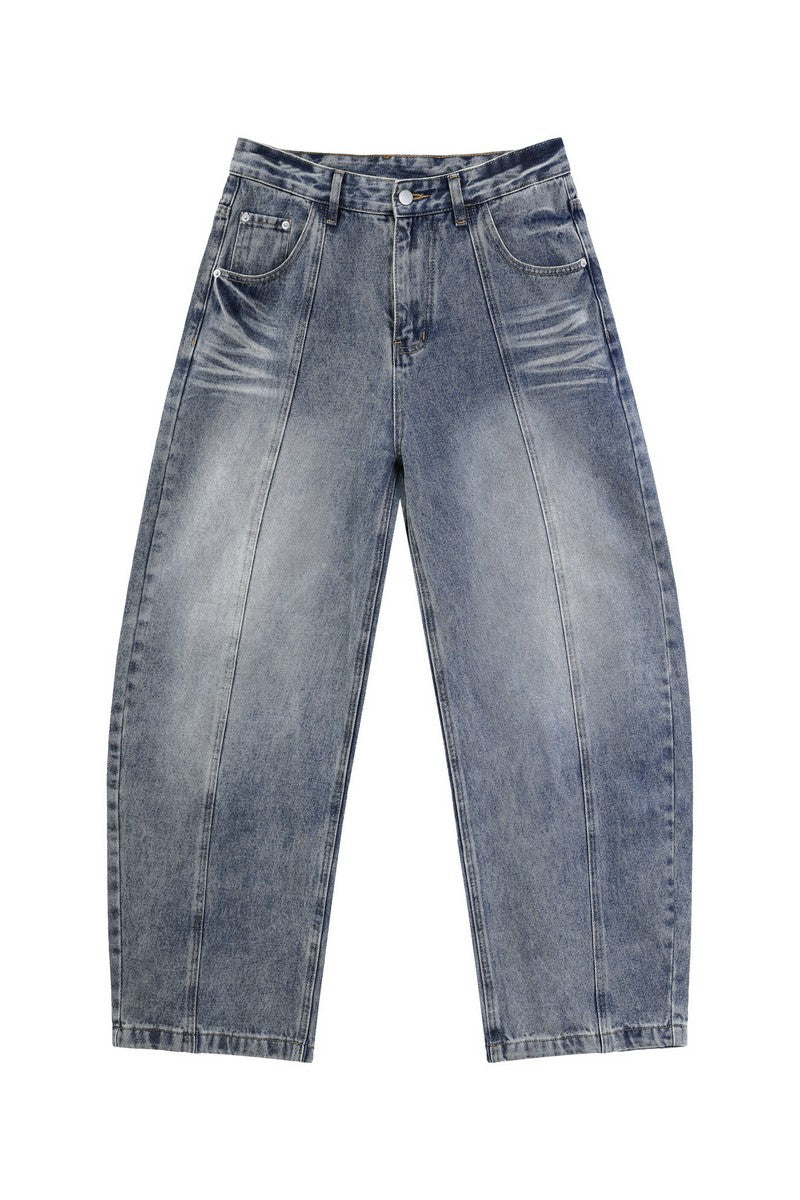 Washed Deconstructed Wide Leg Jeans