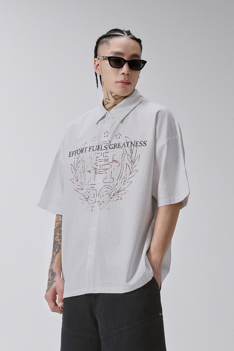 Striped Printed Short Sleeve Shirt