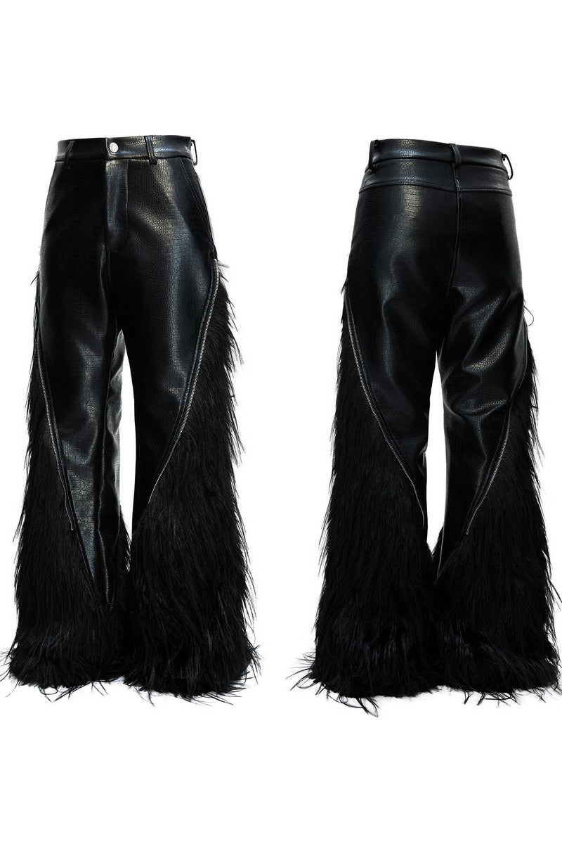 Faux Fur Croc Zip Pants