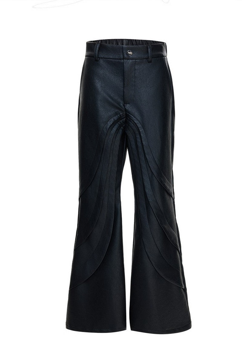 Cracked Flared Leather Pants
