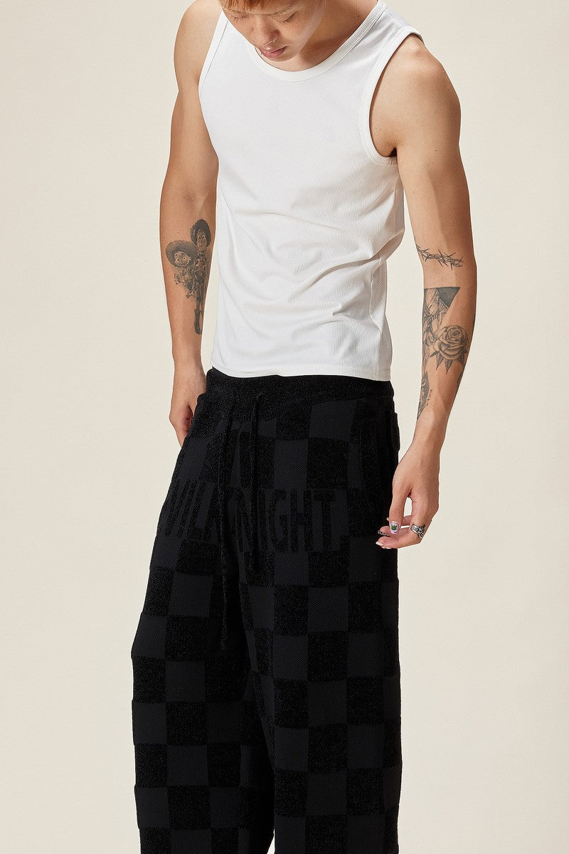 Chenille Logo Plaid Knit Sweatpants
