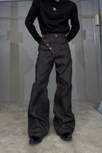Black Flared Raw Jeans