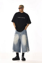 Distressed Raw Hem Jeans