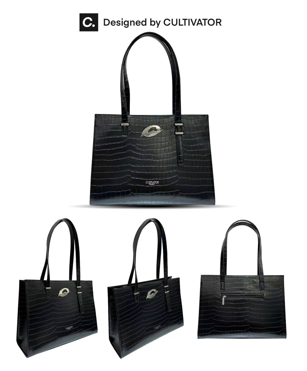 Crocodile Pattern Logo Tote Bag
