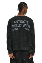 Distressed Paint V-Neck Sweater
