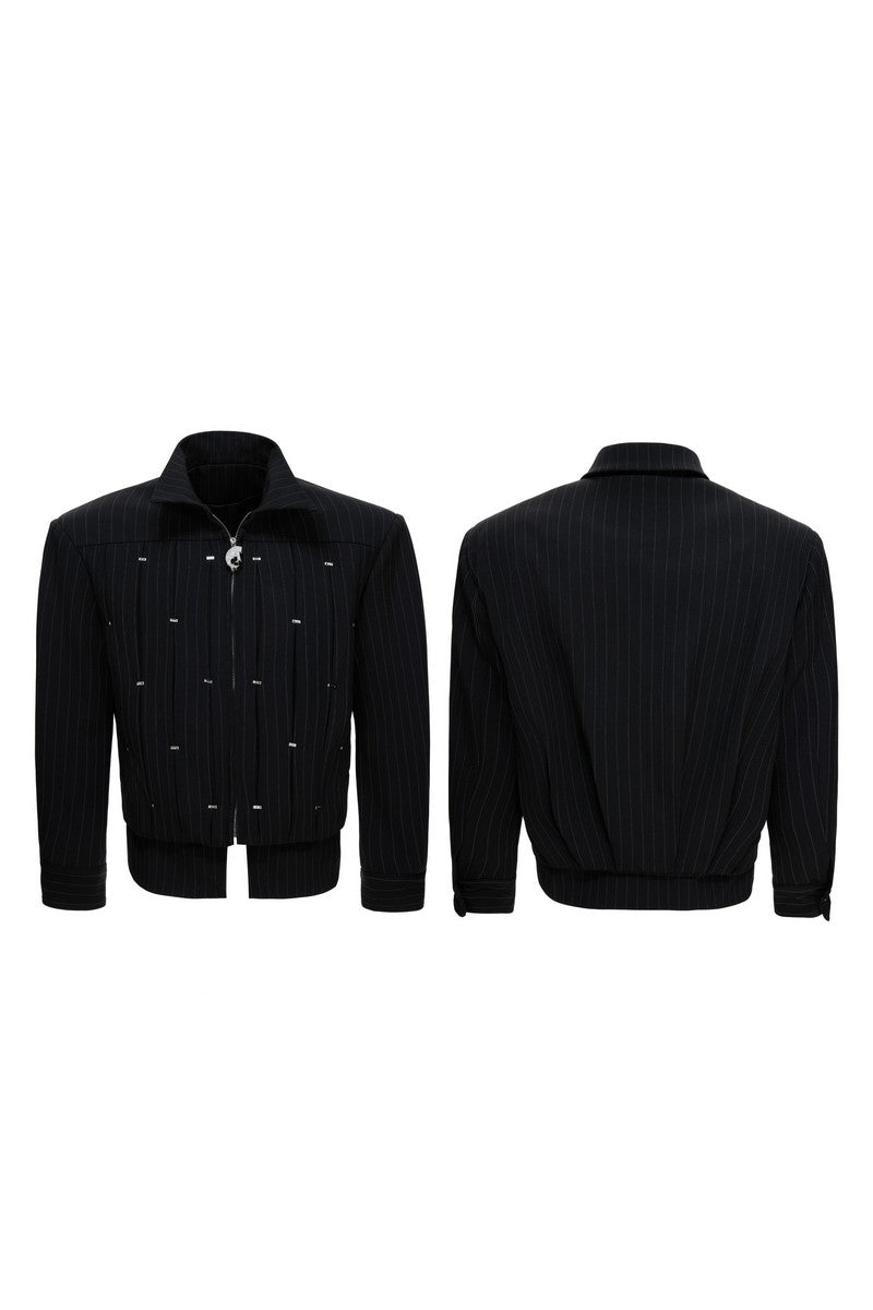 Layered Pleated Striped Jacket