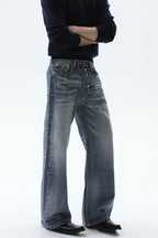 Whisker Wash Button Fly Jeans