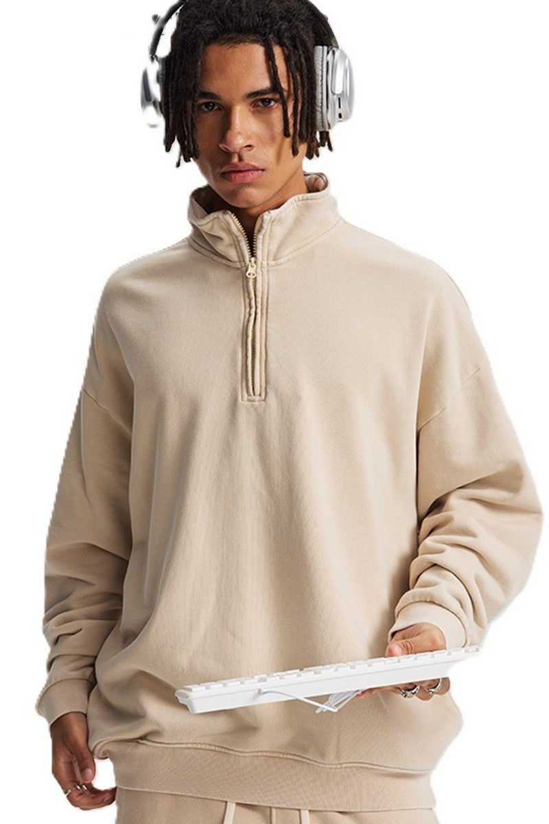 Washed Half Zip Sweater