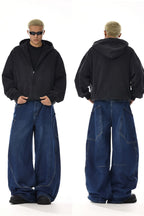 Vintage Deconstructed Loose Wide Jeans
