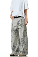 Gray White Jacquard Jeans