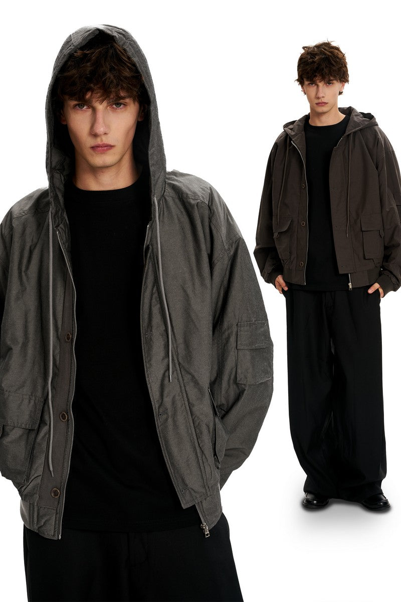 Hooded Utility Work Jacket