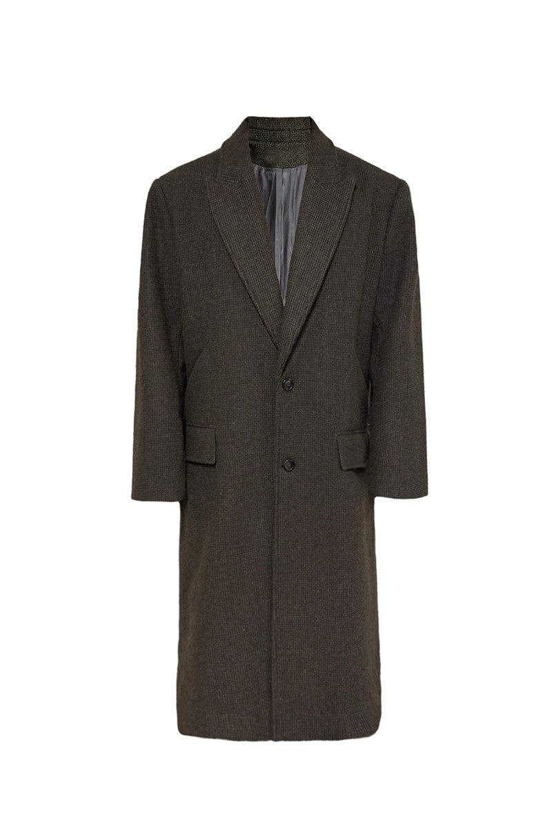 Houndstooth Wool Peak Coat