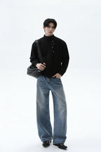 Button Detail Mock Neck Sweater