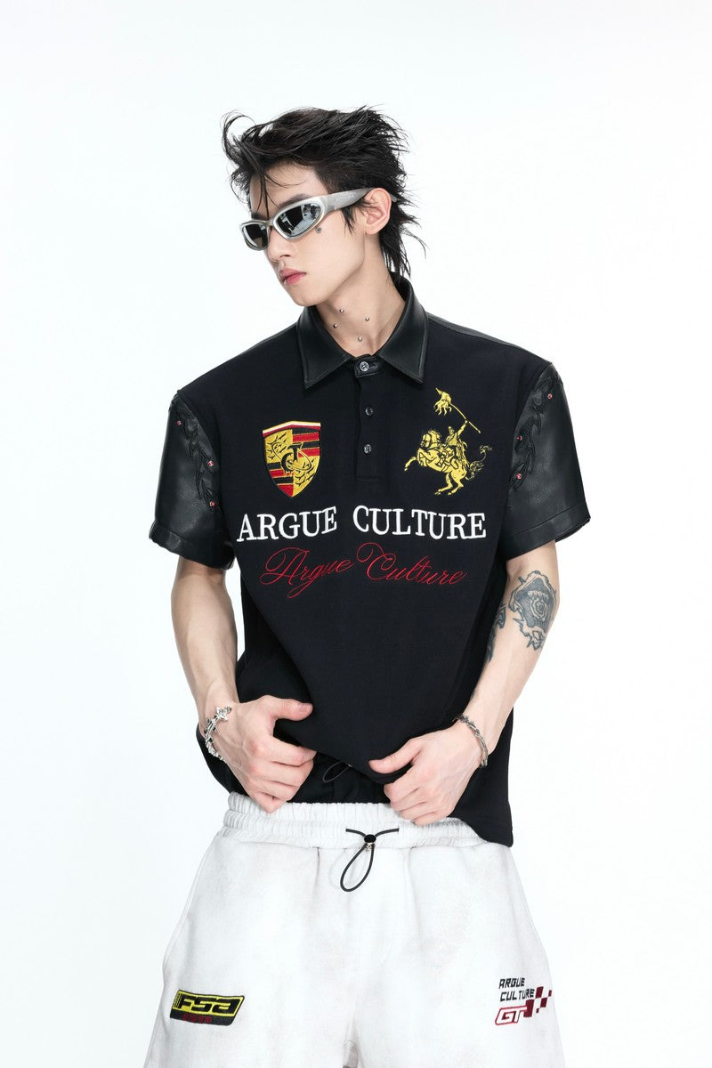 Leather Patch Studded Polo