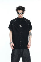 Spine Pleated Studded T-Shirt