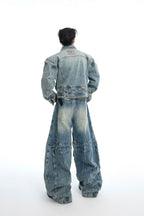 Distressed Wide-Leg Jeans