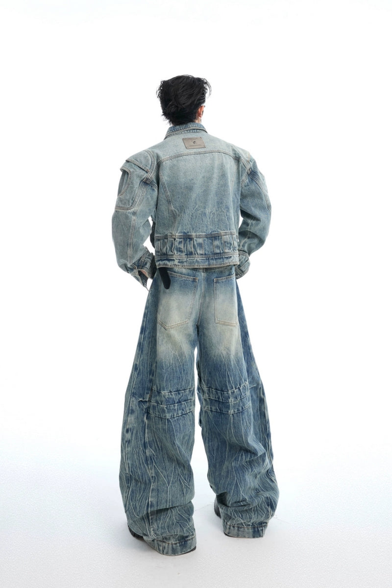 Distressed Wide-Leg Jeans