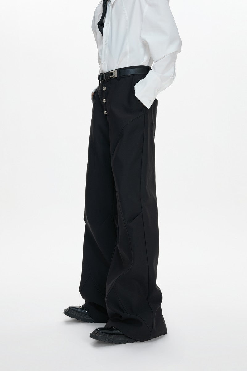 Pleated Flared Tailored Trousers