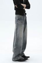 Washed Deconstructed Wide Leg Jeans
