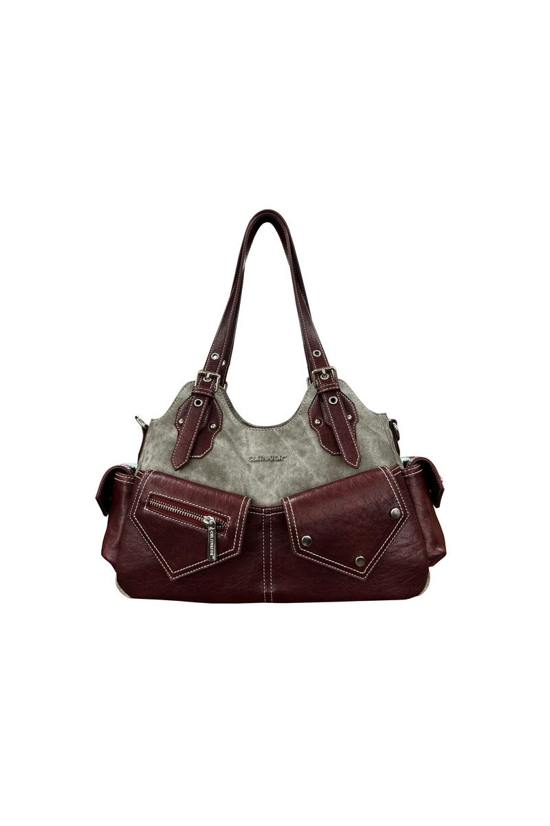 Denim Patchwork Shoulder Bag