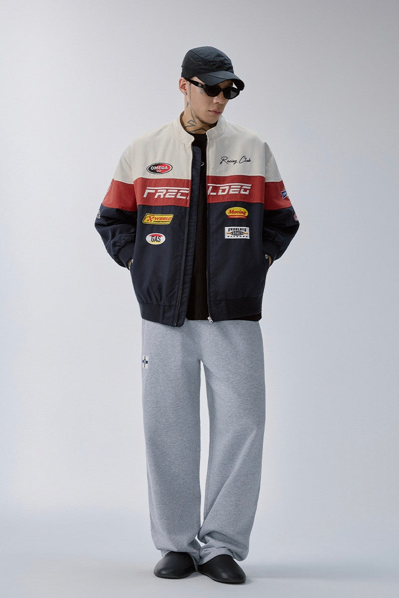 Embroidered Racing Varsity Jacket