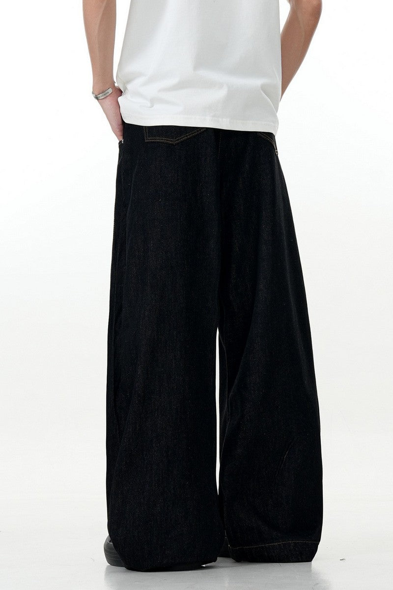 Black Curved Wide Jeans