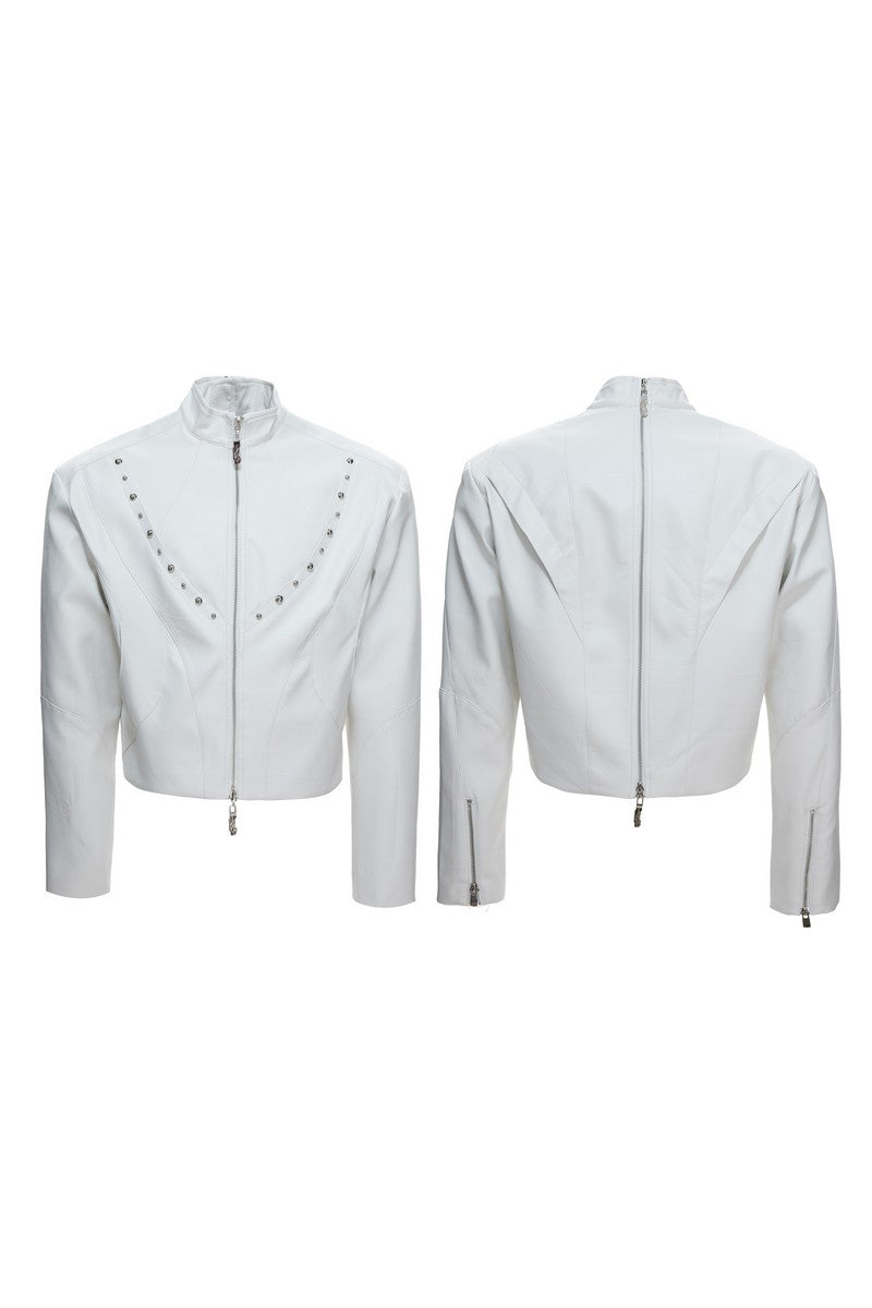 Waxed Studded Zip Jacket