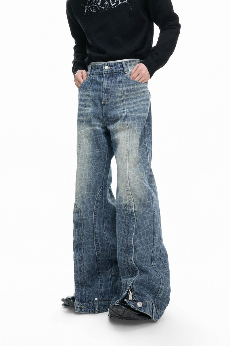 Cracked Wash Split Jeans
