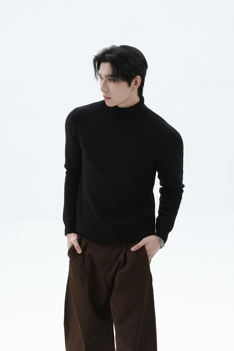 Tencel Cashmere Fitted Turtleneck Sweater