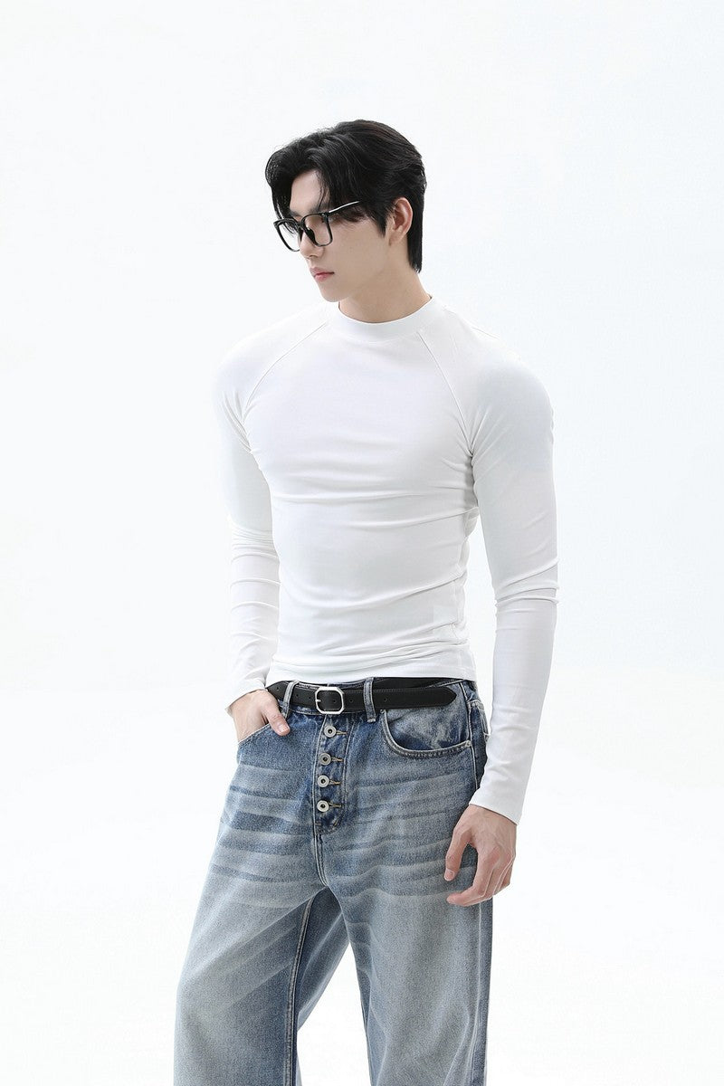 Tencel Fitted Raglan Long Sleeve Tee