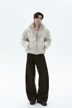 Down Puffer Faux Fur PU Jacket