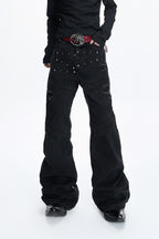 Distressed Studded Curved Jeans