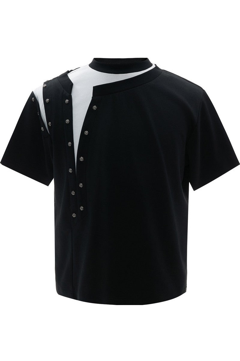 Studded Layered Short Sleeve Tee