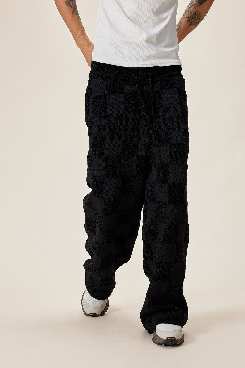 Chenille Logo Plaid Knit Sweatpants