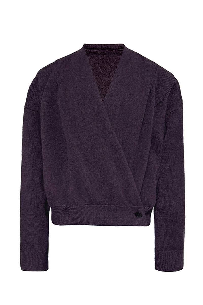 Pleated Knit Wrap Cardigan