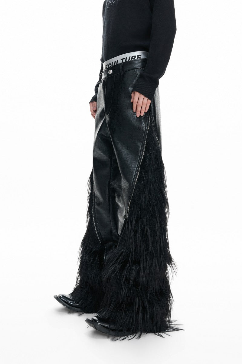 Faux Fur Croc Zip Pants