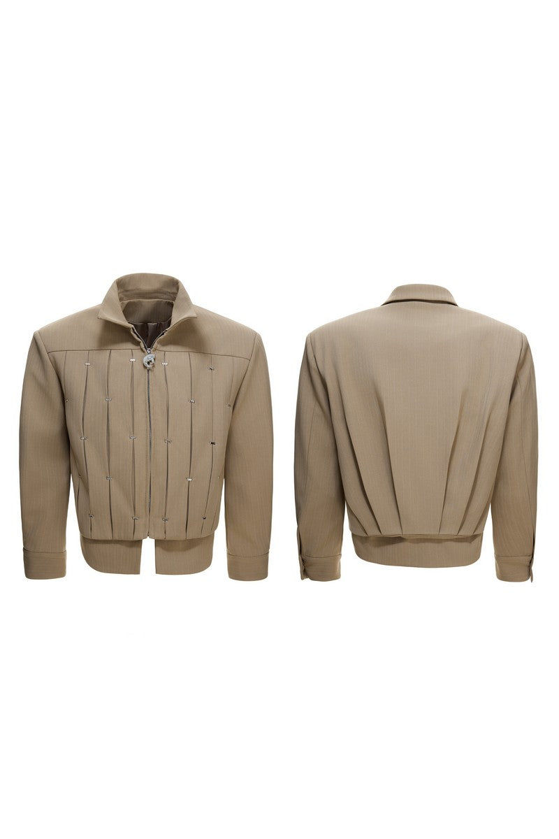Layered Pleated Striped Jacket