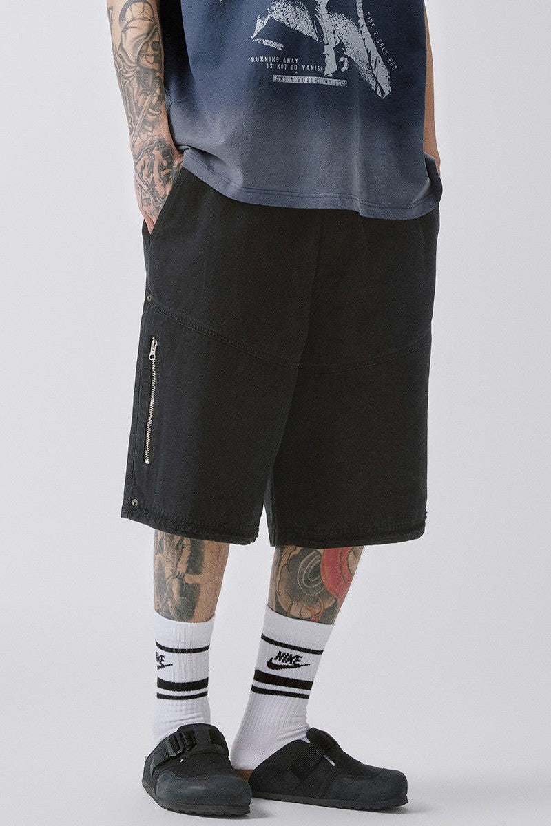 Washed Frayed Street Shorts