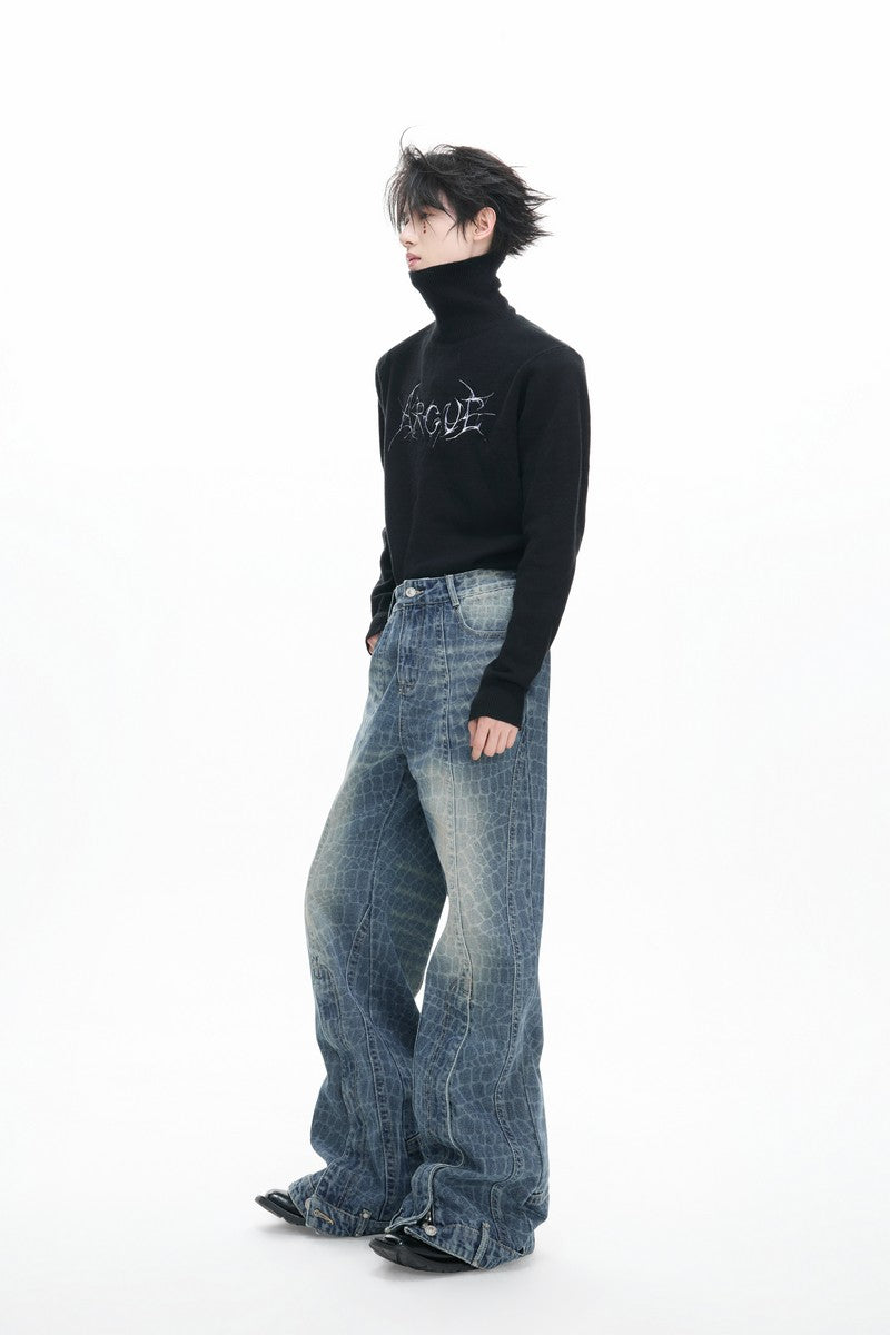 Cracked Wash Split Jeans