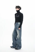 Cracked Wash Split Jeans