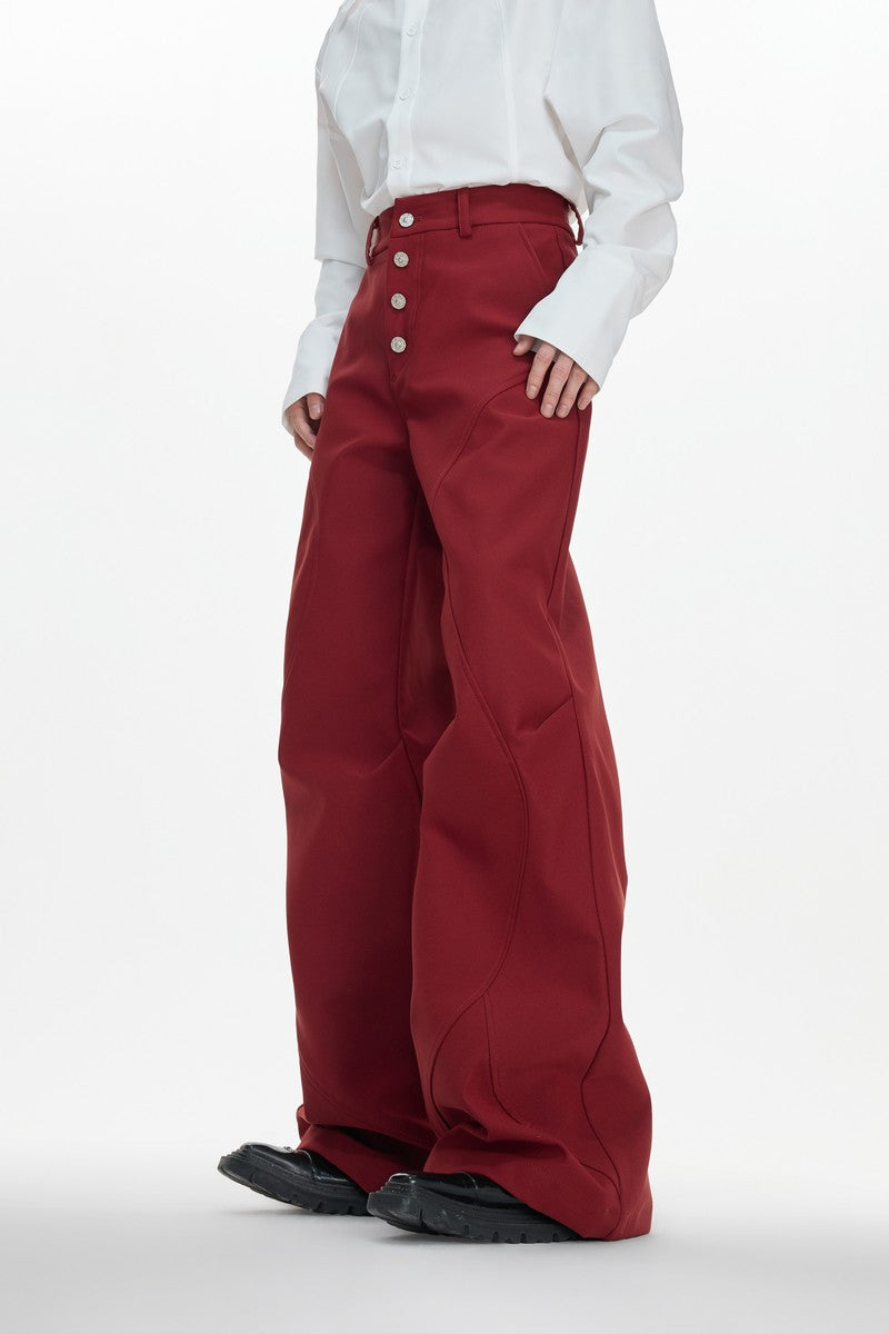 Pleated Flared Tailored Trousers