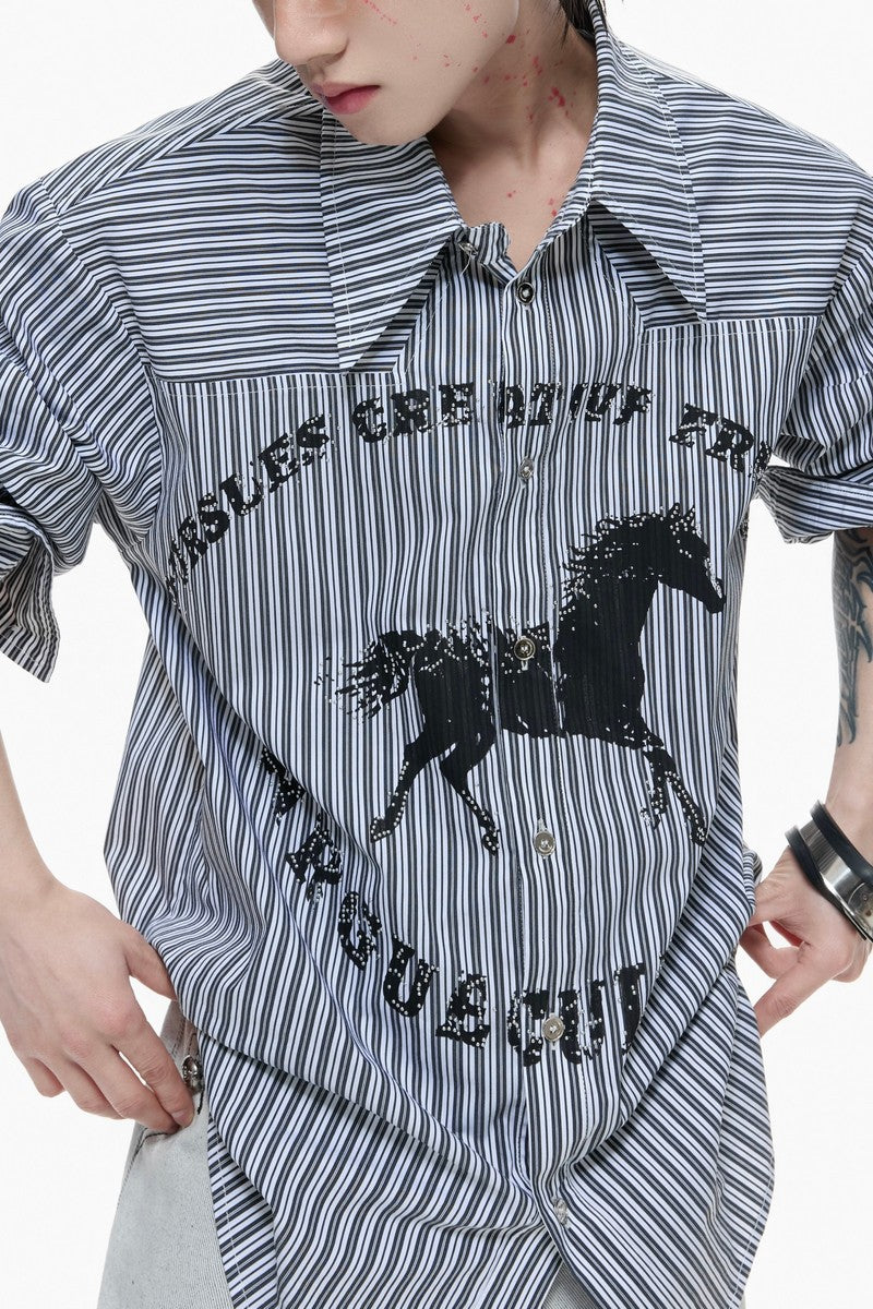Studded Striped Printed Shirt