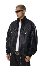 Textured PU Leather Jacket