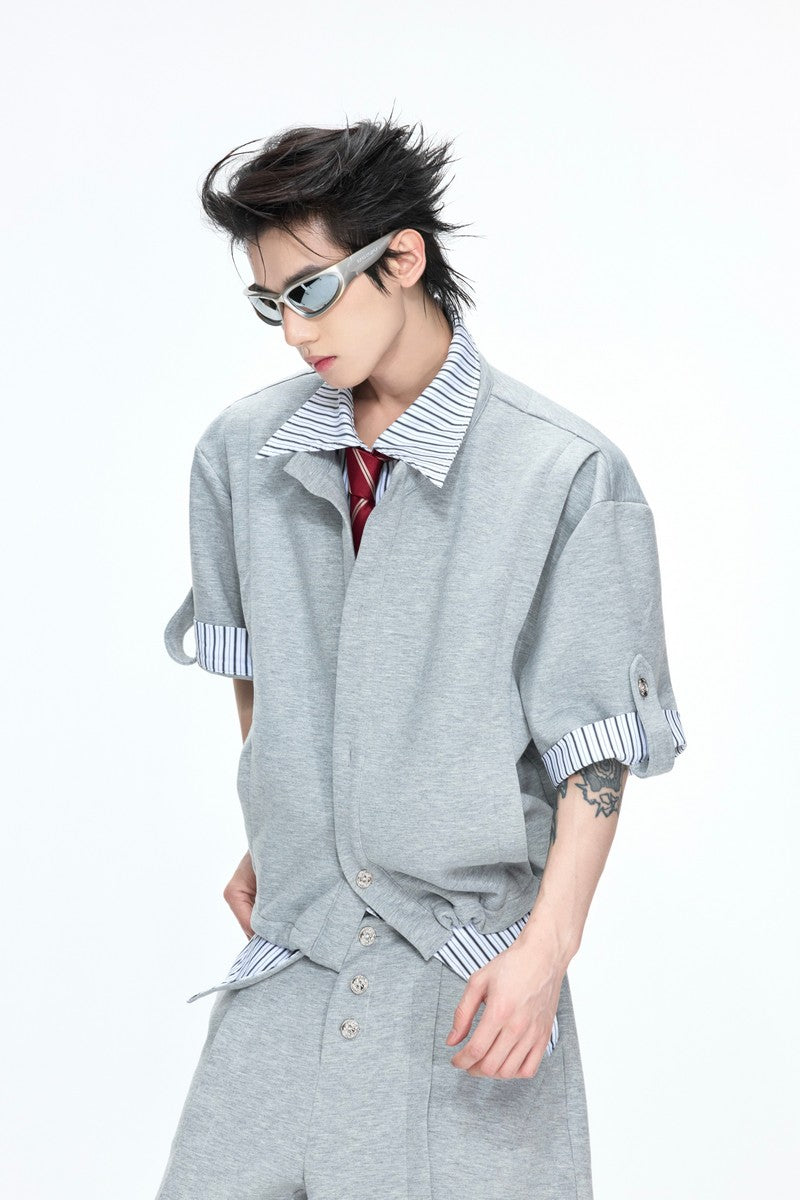 Layered Striped Cardigan Tee