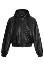 Black PU Hooded Jacket