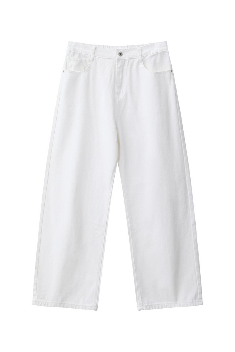 Washed Straight Leg Denim Jeans