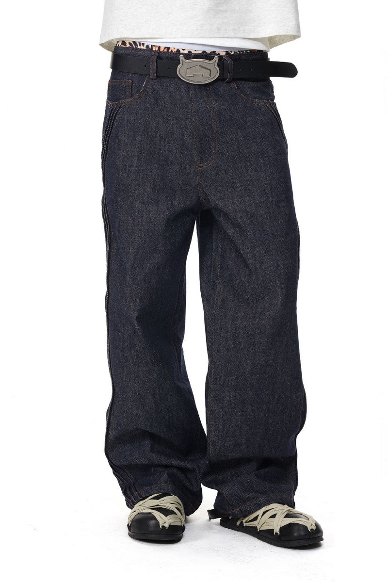 Twisted Seam Raw Denim Jeans